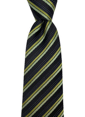 Black and Green Striped Tie with Pin Dots