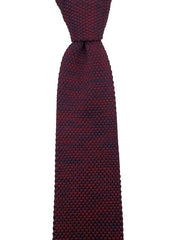 Burgundy and Smudged Navy Blue Skinny Knitted Necktie