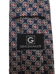 Navy Blue, Red and Silver Motif Tie