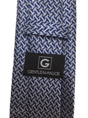 Silver and Navy Blue Geometric Men's Tie