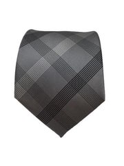 Charcoal, Black and Silver Plaid Extra Long Men's Tie