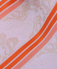antique white paisley tie with orange stripe