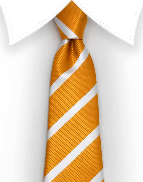 golden orange white stripe tie