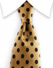 Gold and black polka dot extra long tie