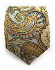 silver copper gold paisley tie