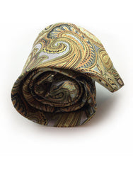 silver orange yellow gold paisley rolled up tie