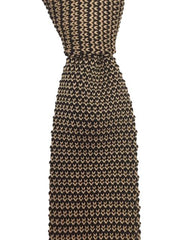 Golden Beige and Black Twisted Men's Knit Tie