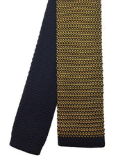 Yellow and Midnight Navy Knitted Men's Tie