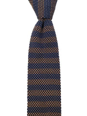 Silver, Gold and Navy Blue Knit Necktie