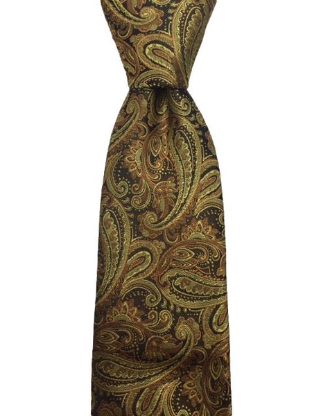 Gold Bronze Copper Paisley Floral Men's Necktie