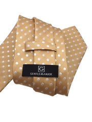 Extra Long Light Gold Tie with White Polka Dots - 3XL - 70