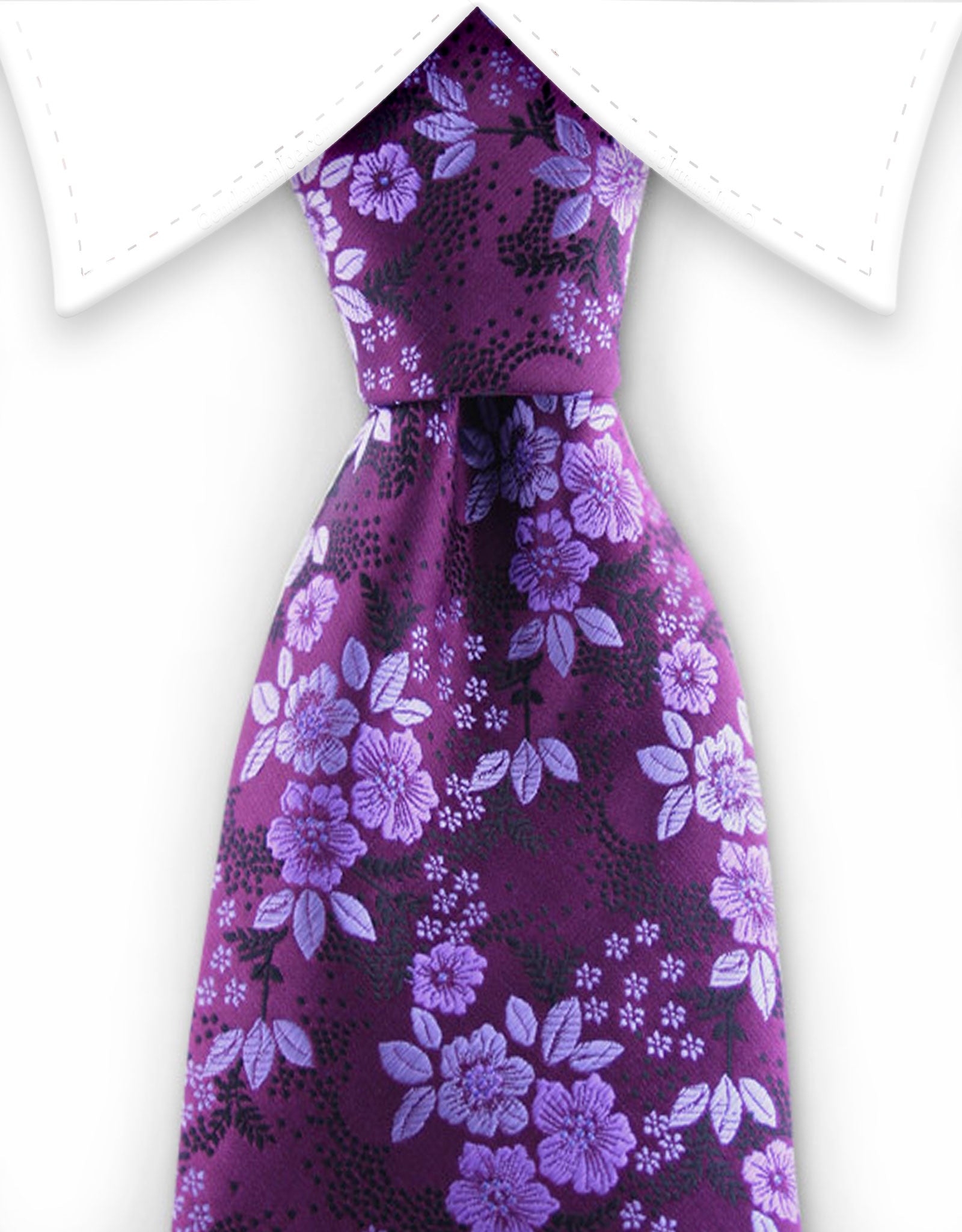 grape purple silk tie with lilac flowers