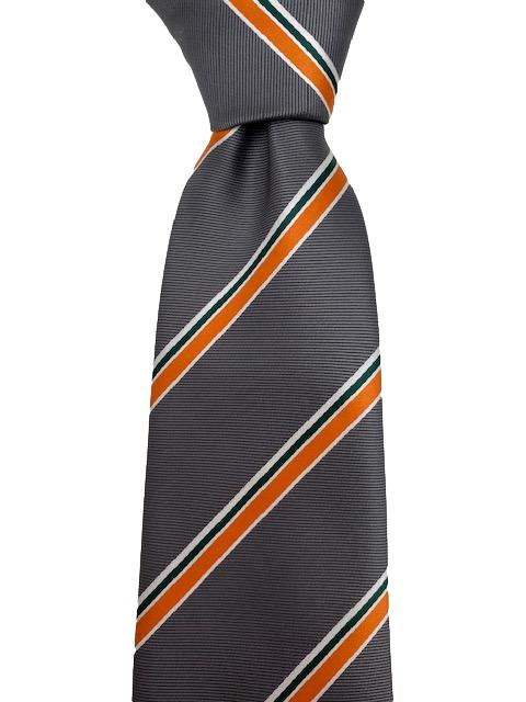 Gray and Orange Striped Extra Long Striped Tie