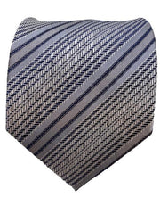 Silver, Charcoal & Black Striped Tie