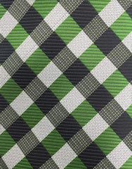 Green & Black Checked Tie Close Up