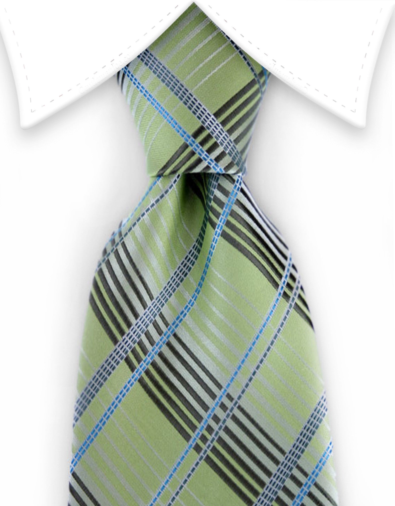 Bright Green Plaid Tie with Blue