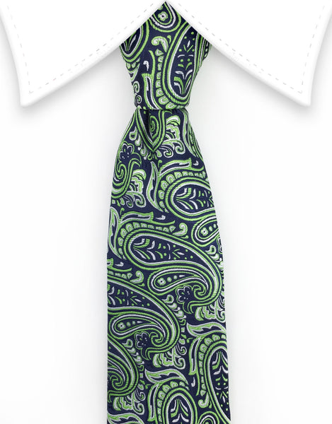 Green paisley extra long tie