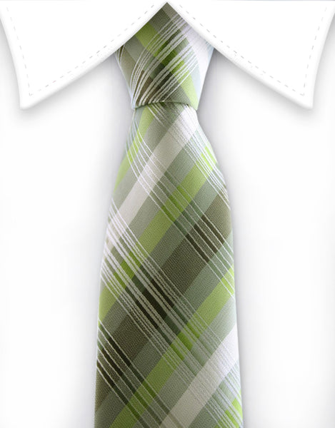 Green Plaid Skinny Necktie