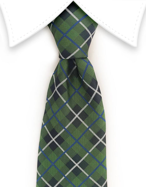 Green tartan tie