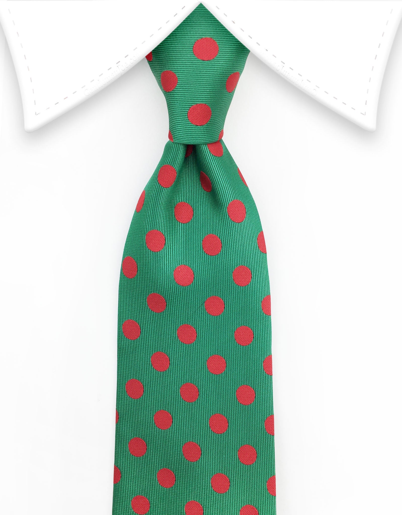 Green Tie with Red Polka Dots