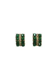 Simulated Green Emeralds and Diamonds in Gold Plated Cufflinks