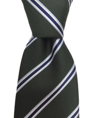 Hunter Green Men's Tie with Navy Blue Stripes