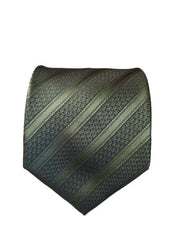 Dark Green Men's Striped Tie with Squiggles