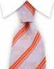 Ivory paisley tie with orange stripes