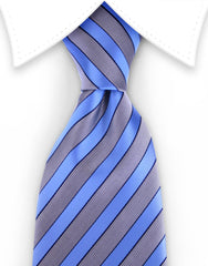 Light Blue & Silver Striped Tie