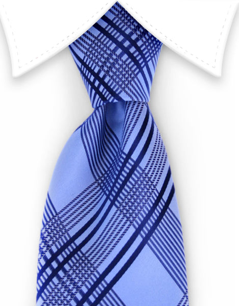 Light and Dark Blue Plaid Tie
