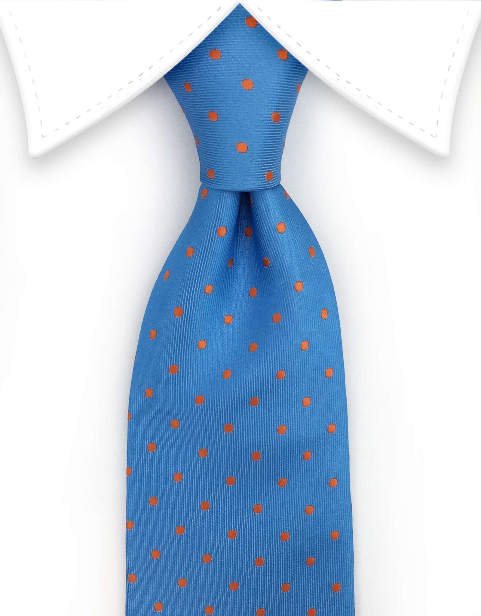 light blue & orange polka dot tie