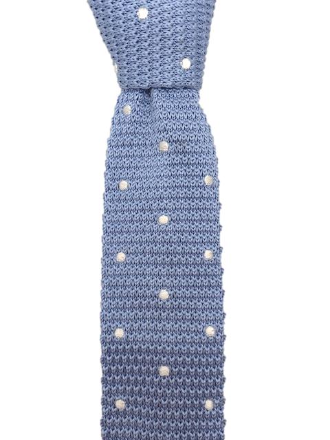Light Blue & White Polka Dots Skinny Knitted Tie