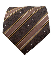 Dark Brown and Mid Brown Striped Necktie with Sparkles and Swirls