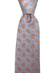 Light Silver 2XL Tie with Mini Orange Paisley Design