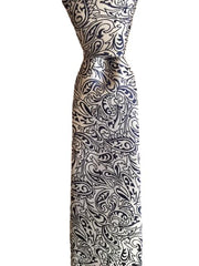 Light Silver and Navy Floral Necktie