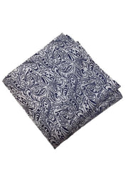 Light Silver & Navy Blue Floral Pocket Square