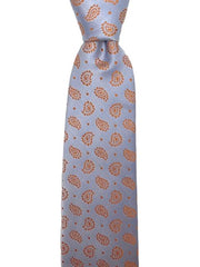 Light Silver 2XL Tie with Mini Orange Paisley Design