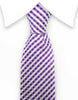 Lilac and white checkered extra long tie