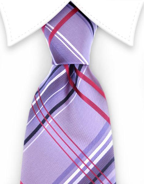 light mauve purple plaid necktie