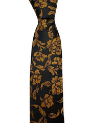 Black Tie with Orange Copper Floral Design