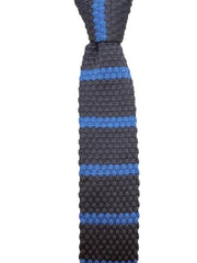 Gray and Light Blue Striped Knitted Necktie