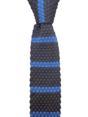 Gray and Light Blue Striped Knitted Necktie