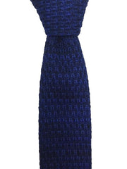 Blue and Black Skinny Knit Tie