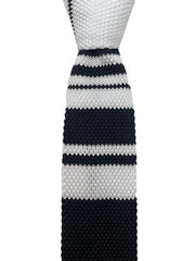 White and Black Striped Men's Knitted Necktie