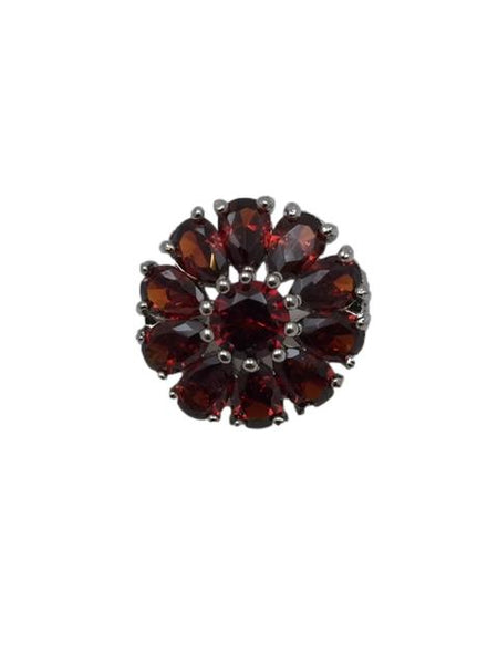 Red Crystal Flower Lapel Pin