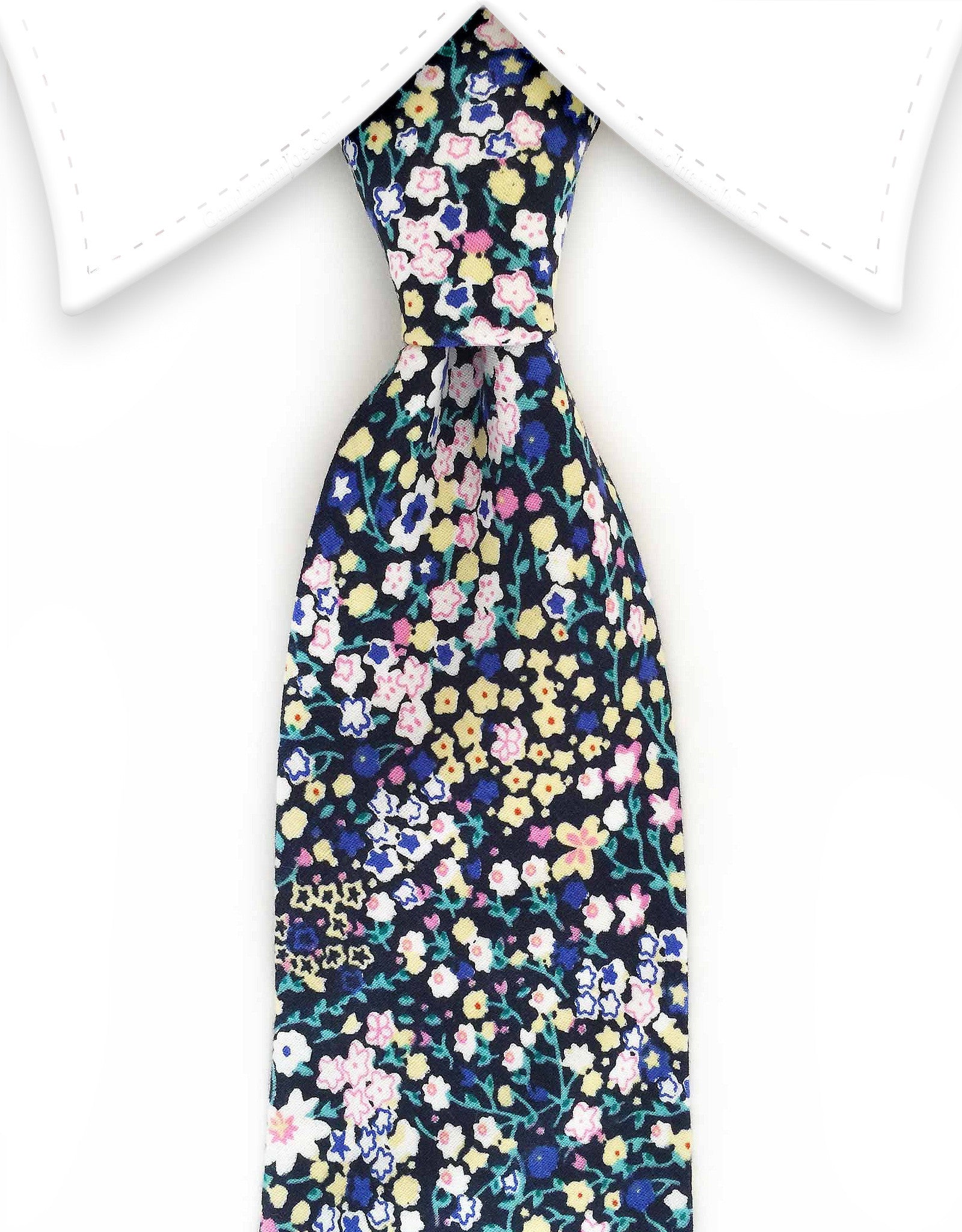 Mini yellow, white, pink, blue floral tie