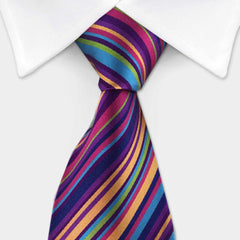 rainbow multi colored silk tie