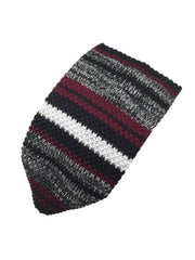 Charcoal Gray, Black, White, Burgundy Pointed Tip Men's Knit Tie