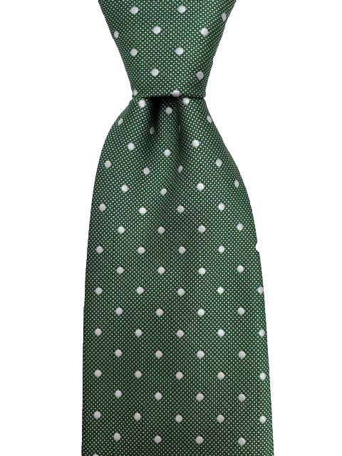 Green and White Polka Dot Extra Long Tie