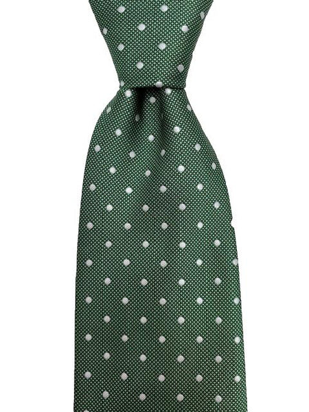 Green and White Polka Dot Extra Long Tie